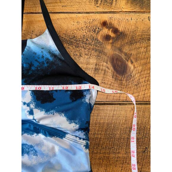 Womens Nike Swim Blue Black Cascade High Neck Racerback One-Piece Swimsuit Large - Picture 6 of 11